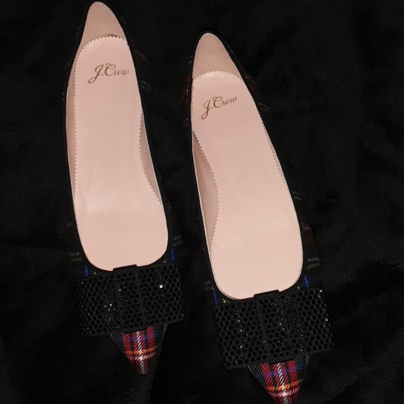 J.Crew Plaid Clothed Pointed Toe Flats Size 8 - Picture 6 of 8
